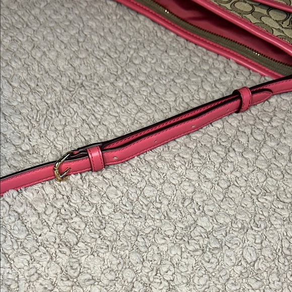 Coach Tan and Pink Signature Crossbody Bag - Picture 15 of 16